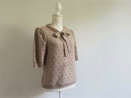 vieille morue knit tricot phildar pull lavalière manche ballon point ajouré jour dentelle femme rentré we are knitters baby alpaga 2