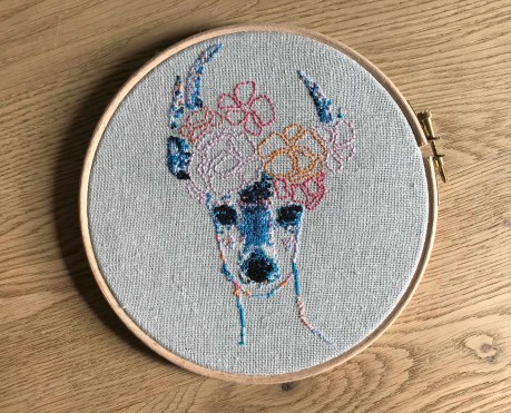 stephchard florence the deer embroidery cross stitch cerf renne point de croix broderie tambour broder déco diy vieille morue 1