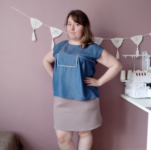 blouse robe areli république du chiffon RDC tencel passepoil doré or plastron mondial tissus vieille morue 1