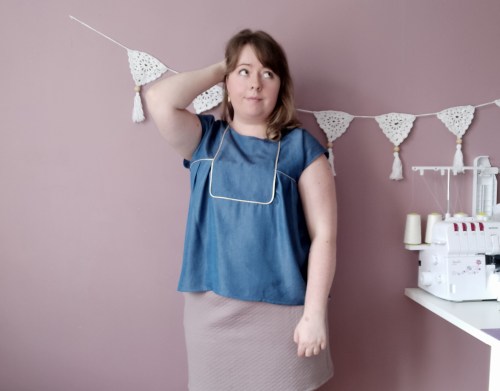 blouse robe areli république du chiffon RDC tencel passepoil doré or plastron mondial tissus vieille morue 2