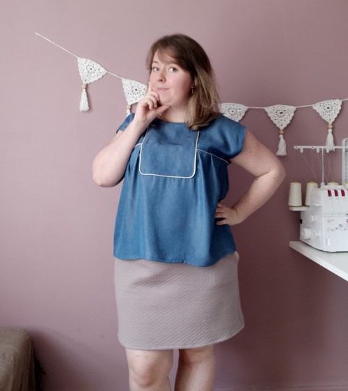 blouse robe areli république du chiffon RDC tencel passepoil doré or plastron mondial tissus vieille morue 4